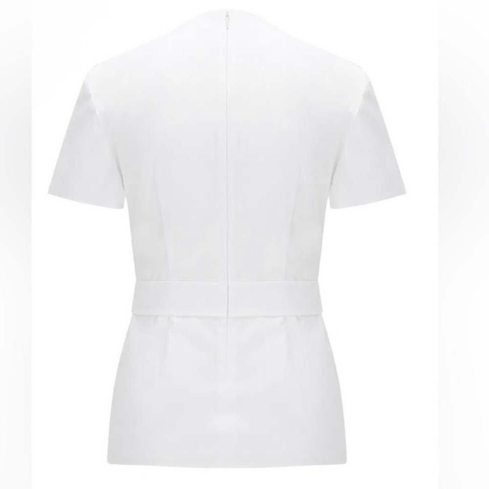 Hugo Boss White Twist Waist Peplum Blouse Size 4 - Picture 4 of 6
